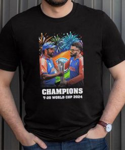 Official Kohli and Sharma India T 20 World Cup 2024 Champions shirt