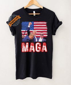 Official Maga Trump Iconic Fist Raised Shooting PA T Shirt