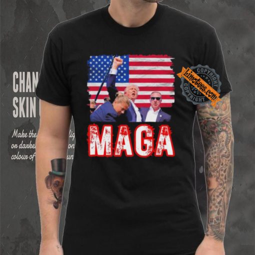 Official Maga Trump Iconic Fist Raised Shooting PA T Shirt
