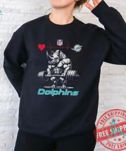 Official NFL Miami Dolphins Team Rhinoceros Powerlifting Funny t shirt