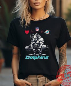 Official NFL Miami Dolphins Team Rhinoceros Powerlifting Funny t shirt