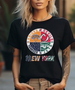 Official New York Yankees NY Knicks New York Jets New Jersey Devils Sports City Fan Proud shirt