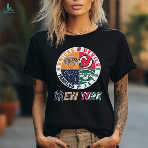 Official New York Yankees NY Knicks New York Jets New Jersey Devils Sports City Fan Proud shirt