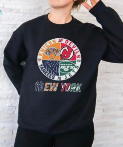 Official New York Yankees NY Knicks New York Jets New Jersey Devils Sports City Fan Proud shirt