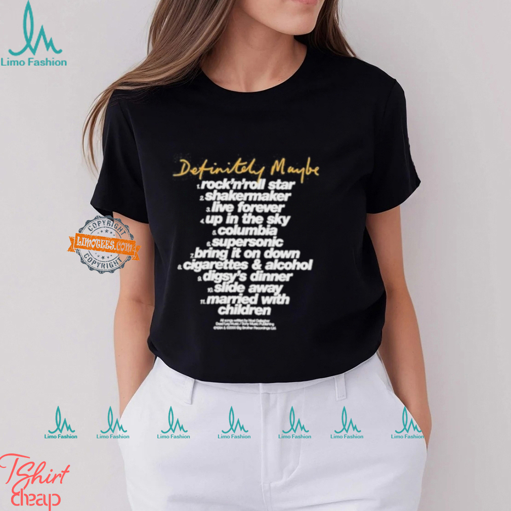 Official Oasis Definitely Maybe Tracklist Shirt Official Oasis Definitely Maybe Tracklist Shirt