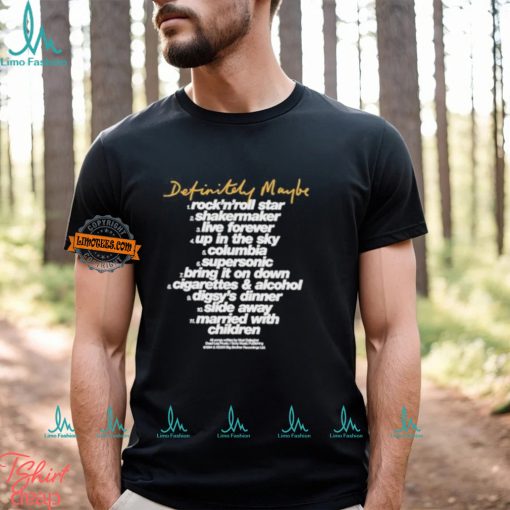 Official Oasis Definitely Maybe Tracklist Shirt