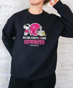 Official Peanuts Snoopy And Woodstock No One Fights Alone Dallas Cowboys #Tackecancer Shirt