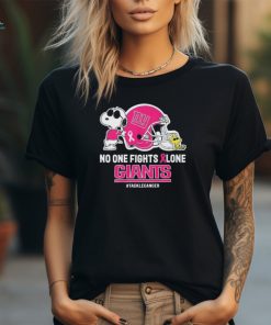 Official Peanuts Snoopy And Woodstock No One Fights Alone New York Giants #Tackecancer Shirt