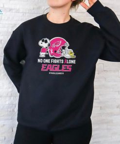 Official Peanuts Snoopy And Woodstock No One Fights Alone Philadelphia Eagles #Tackecancer Shirt