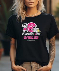 Official Peanuts Snoopy And Woodstock No One Fights Alone Philadelphia Eagles #Tackecancer Shirt