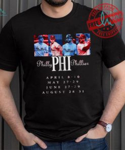 Official Philly Phillies April 8 10 May 27 29 June 27 29 August 28 31 Tour of 2025 shirt