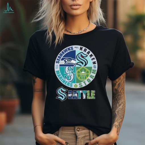 Official Seattle Sports Teams Logo 2024 Seahawks, Kraken, Mariners And Storm Shirt