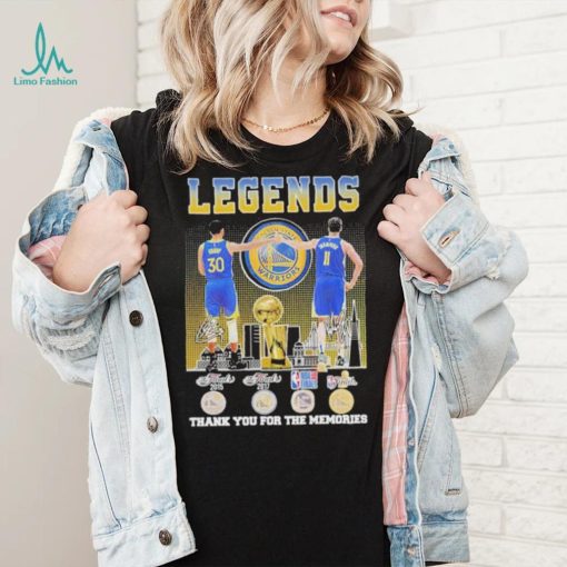 Official Stephen Curry and Klay Thompson Legends Golden State Warriors Thank You For The Memories Signatures Shirt