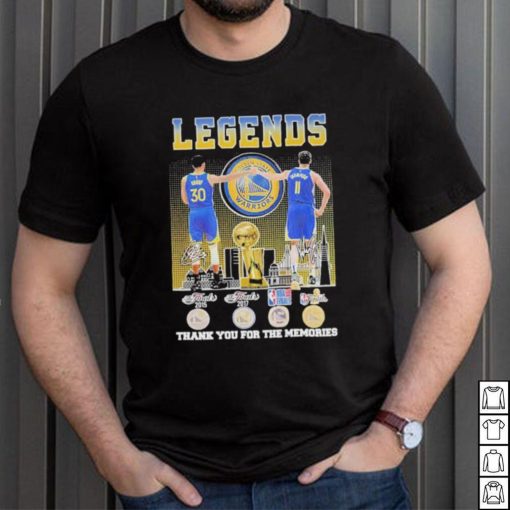 Official Stephen Curry and Klay Thompson Legends Golden State Warriors Thank You For The Memories Signatures Shirt