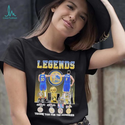 Official Stephen Curry and Klay Thompson Legends Golden State Warriors Thank You For The Memories Signatures Shirt