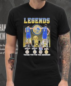 Official Stephen Curry and Klay Thompson Legends Golden State Warriors Thank You For The Memories Signatures Shirt