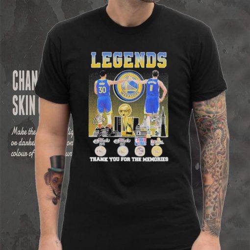 Official Stephen Curry and Klay Thompson Legends Golden State Warriors Thank You For The Memories Signatures Shirt