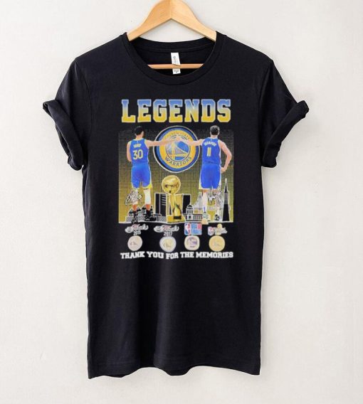 Official Stephen Curry and Klay Thompson Legends Golden State Warriors Thank You For The Memories Signatures Shirt