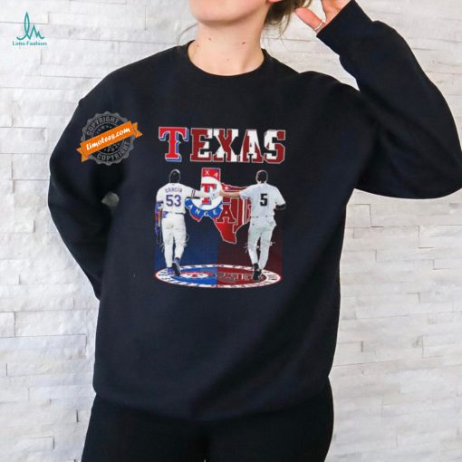 Official Texas Sports Teams Adolis Garcia And Hayden Schott Signatures Shirt