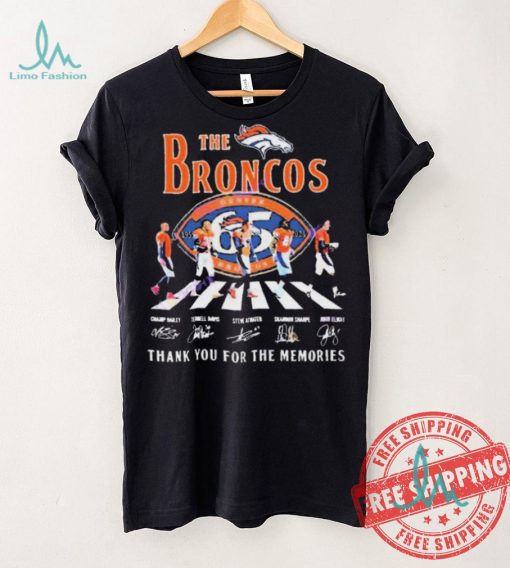 Official The Denver Broncos 65 Years 1959 2024 Signatures Thank You For The Memories shirt