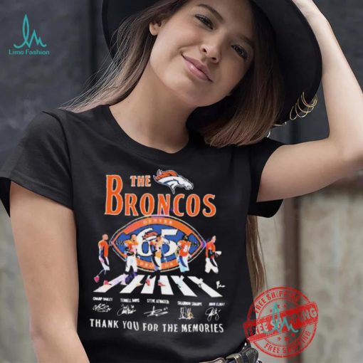 Official The Denver Broncos 65 Years 1959 2024 Signatures Thank You For The Memories shirt