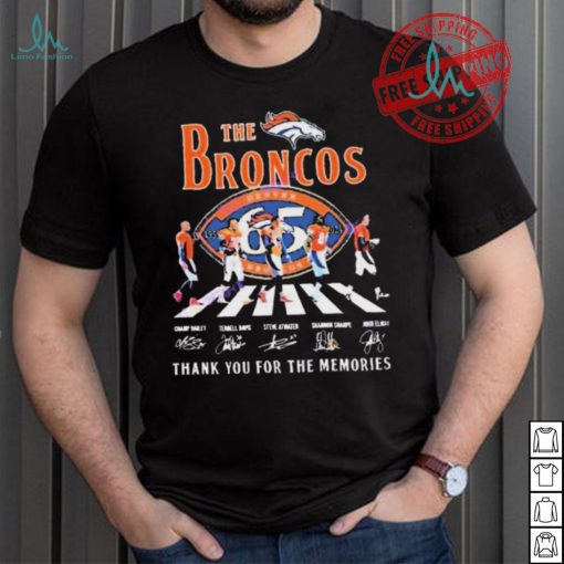 Official The Denver Broncos 65 Years 1959 2024 Signatures Thank You For The Memories shirt