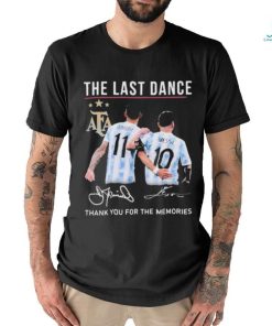 Official The Last Dance Messi and Di Maria Thank You For The Memories Signature T Shirt