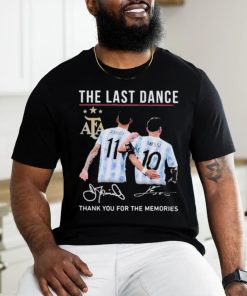 Official The Last Dance Messi and Di Maria Thank You For The Memories Signature T Shirt