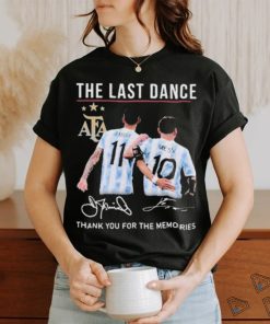 Official The Last Dance Messi and Di Maria Thank You For The Memories Signature T Shirt