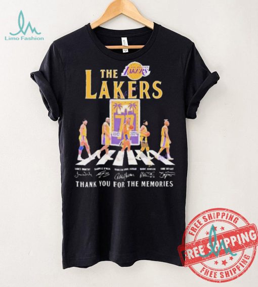 Official The Los Angeles Lakers 77 Years 1947 2024 Signatures Thank You For The Memories shirt