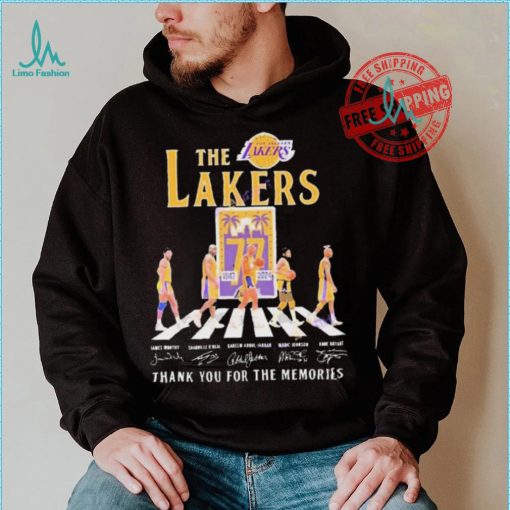 Official The Los Angeles Lakers 77 Years 1947 2024 Signatures Thank You For The Memories shirt