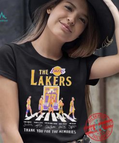 Official The Los Angeles Lakers 77 Years 1947 2024 Signatures Thank You For The Memories shirt