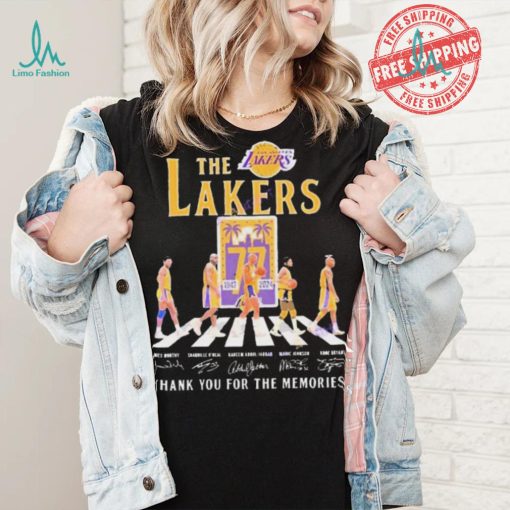 Official The Los Angeles Lakers 77 Years 1947 2024 Signatures Thank You For The Memories shirt