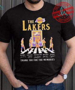 Official The Los Angeles Lakers 77 Years 1947 2024 Signatures Thank You For The Memories shirt