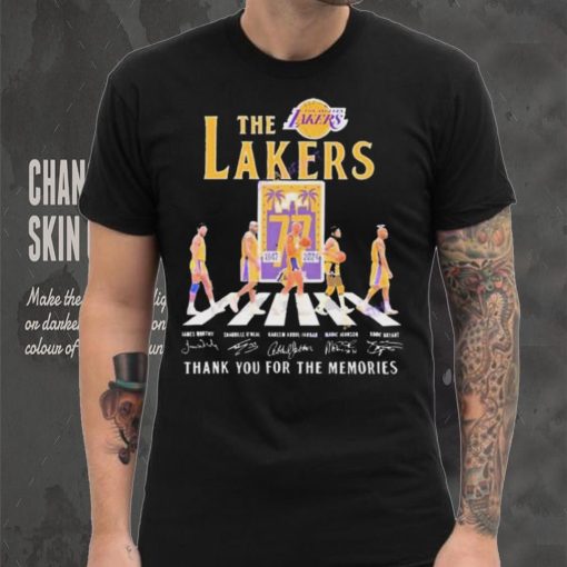 Official The Los Angeles Lakers 77 Years 1947 2024 Signatures Thank You For The Memories shirt