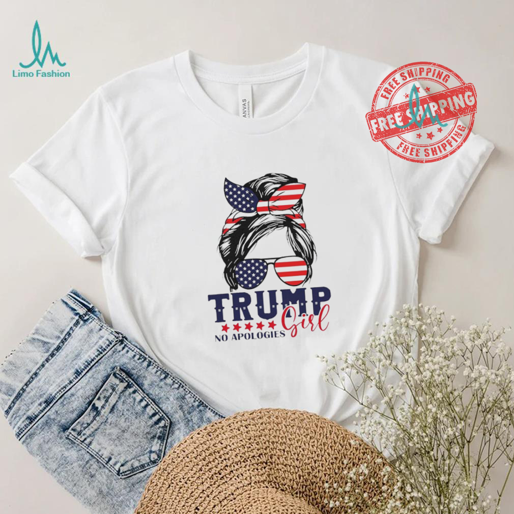 Official Trump Girl No Apologies Messy Bun Trump 2024 American Flag T Shirt Official Trump Girl No Apologies Messy Bun Trump 2024 American Flag T Shirt