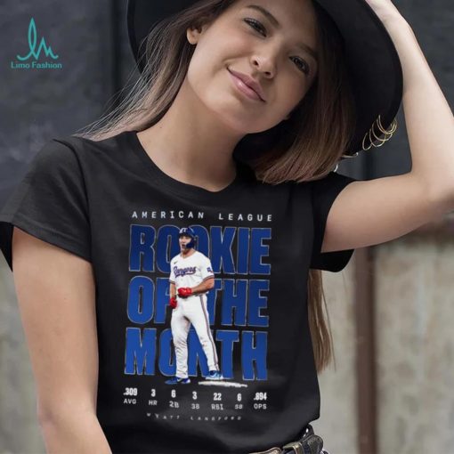 Official Wyatt Langford 2024 American League Rookie Of The Month .309 Avg 3 Hr 6 2b 3 3b Shirt