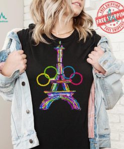 Paris 2024 olympics games eiffel tower print casual shirt