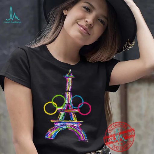 Paris 2024 olympics games eiffel tower print casual shirt