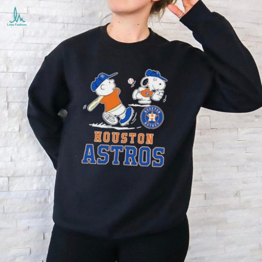 Peanuts charlie brown and snoopy playing baseball houston astros shirt