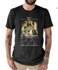Pirates Of The Caribbean 21st Anniversary 2003 2024 Thank You For The Memories T Shirt