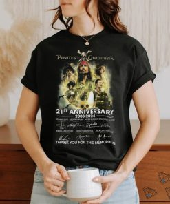 Pirates Of The Caribbean 21st Anniversary 2003 2024 Thank You For The Memories T Shirt