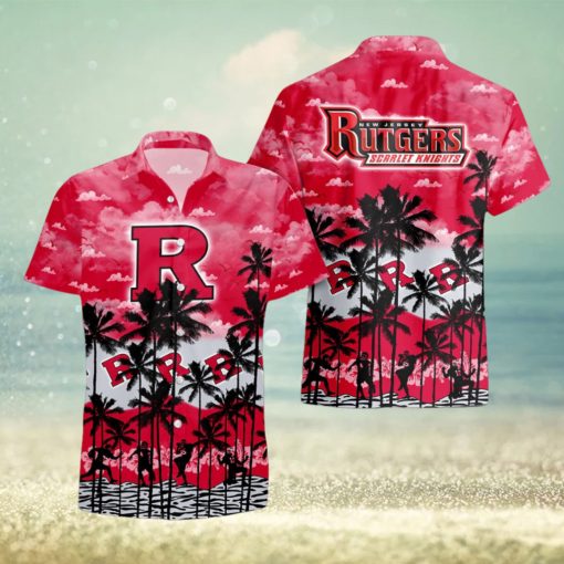 Rutgers Scarlet Knights Palms Tree Hawaiian Shirt