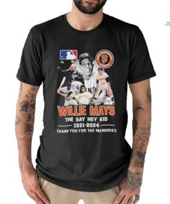San Francisco Giants Willie Mays The Say Hey Kid 1931 2024 Signature Thank You For The Memories T Shirt