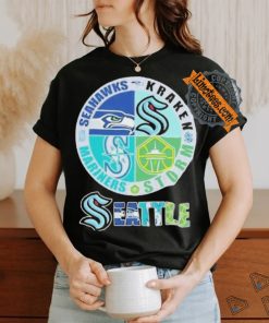 Seattle sports teams logo 2024 Seahawks kraken mariners and storm T shirt