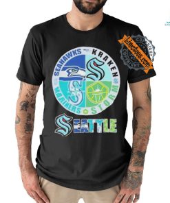 Seattle sports teams logo 2024 Seahawks kraken mariners and storm T shirt