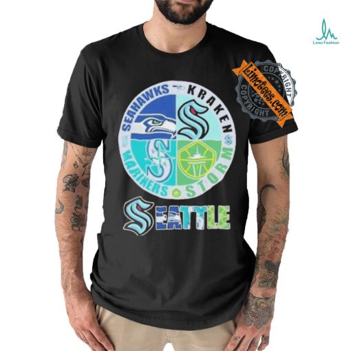 Seattle sports teams logo 2024 Seahawks kraken mariners and storm T shirt