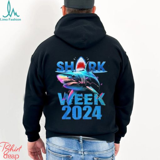 Shark Week 2024 Shirt Shark Fin 2024 Week Passion For Shark Lover Ocean Wildlife Shirt