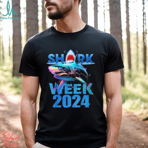 Shark Week 2024 Shirt Shark Fin 2024 Week Passion For Shark Lover Ocean Wildlife Shirt
