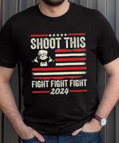 Shoot This Fight Fight Fight Trump 2024 American Flag Vintage Shirt
